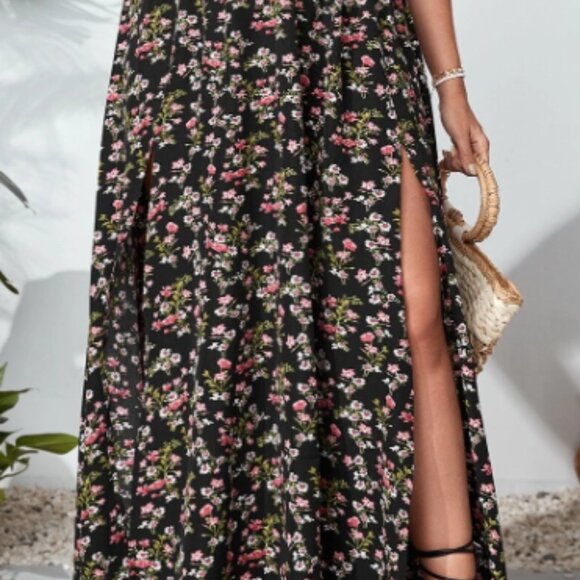 SHEIN VCAY Plus High Split Ditsy Floral Dress 1X - Picture 5 of 10